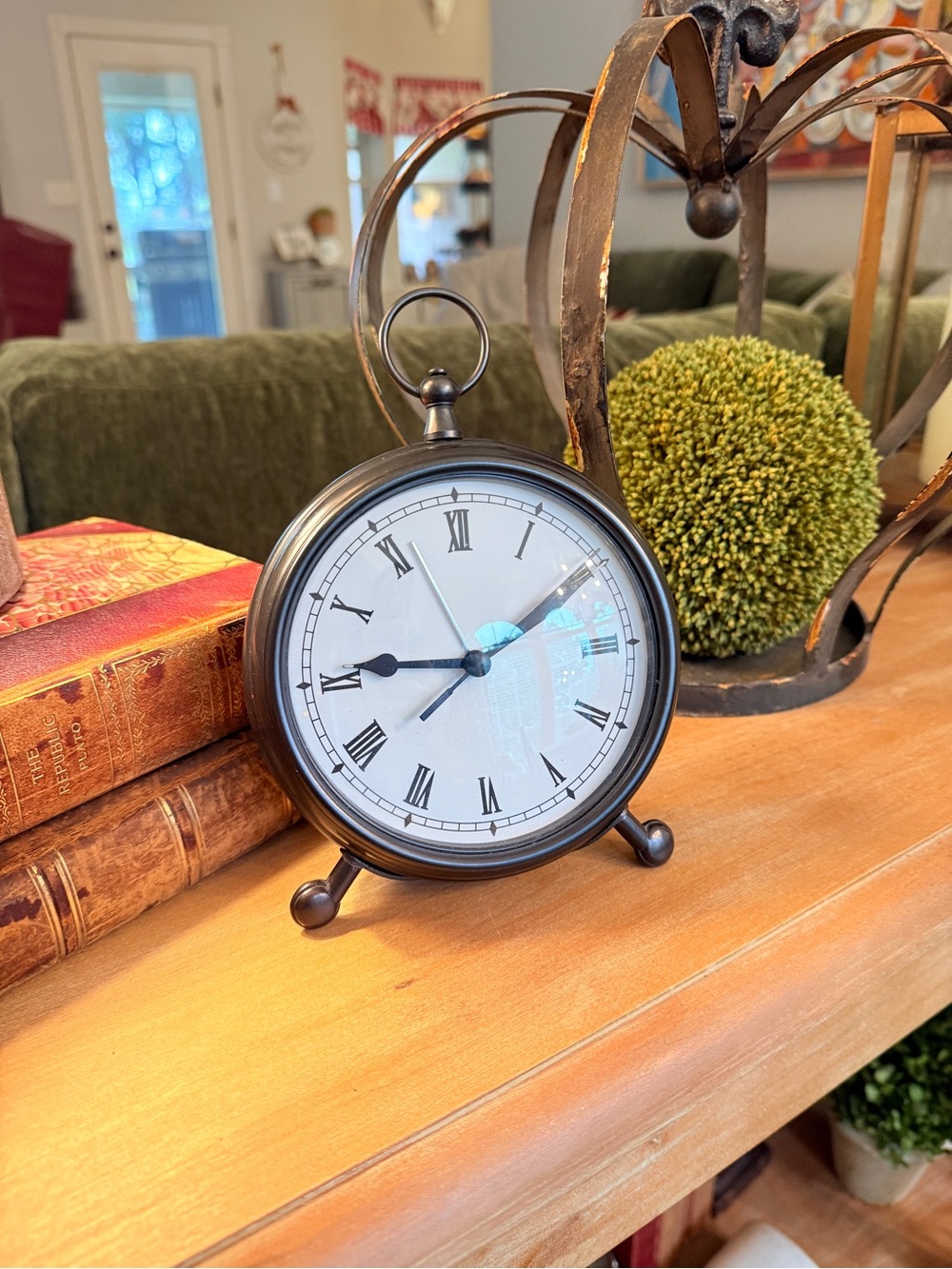 Pottery Barn Bronze Table Clock Pocket Watch - Picture 13 of 16
